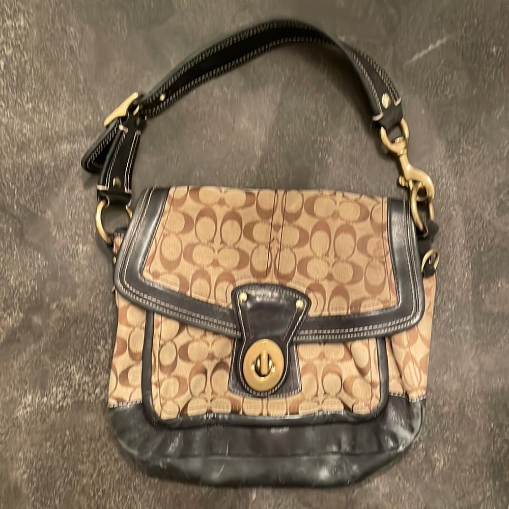 Vintage coach bag with leather strap
